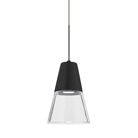 Besa Lighting Timo 6 Cord Pendant, Clear/Black, Bronze Finish, 1x9W LED 1XT-TIMO6BC-LED-BR